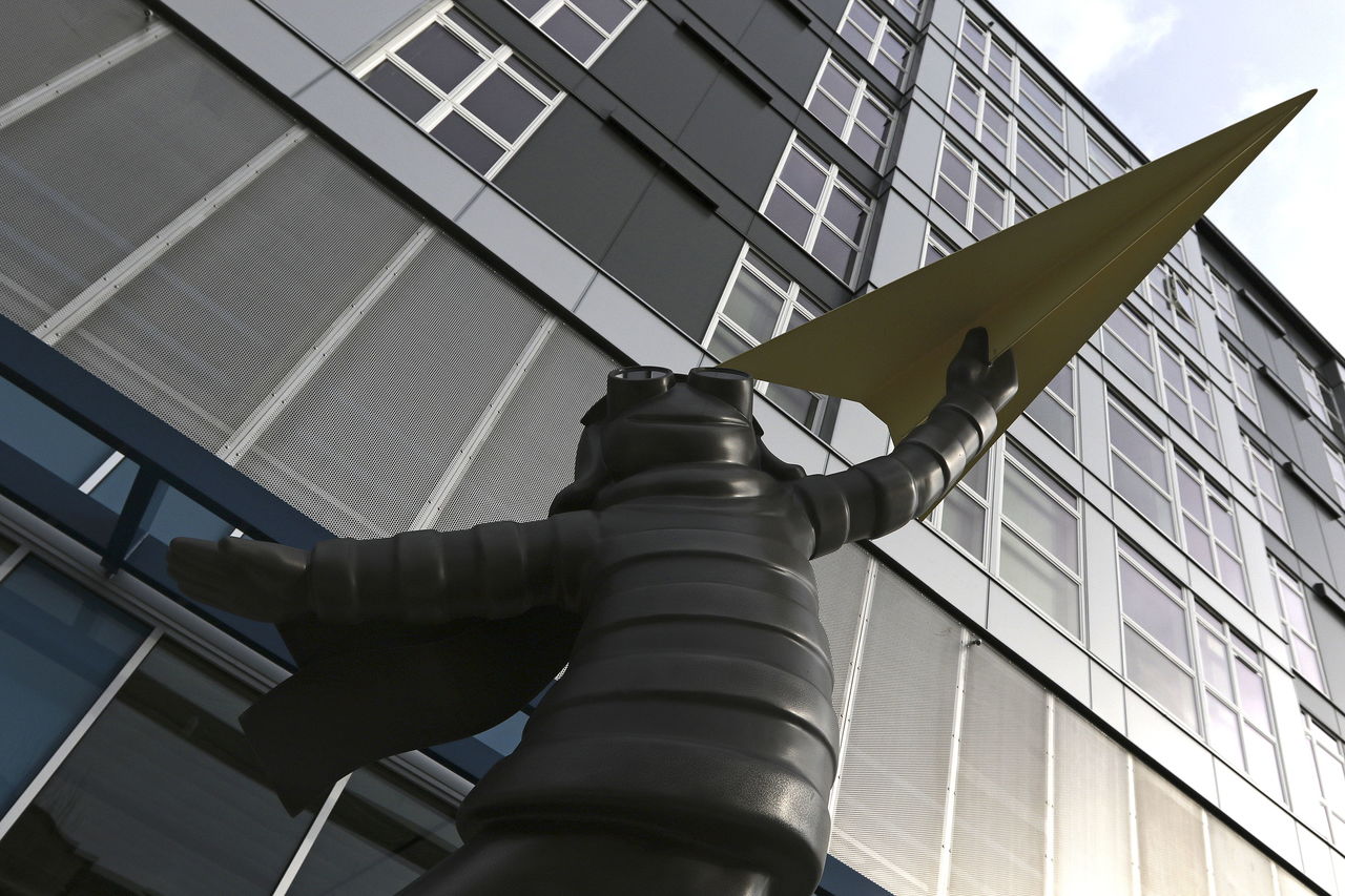 “Someday,” the sculpture of a paper airplane thrower outside the Aero Apartments on Rucker Ave. in Everett, was installed in October.