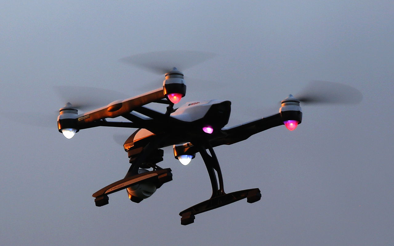 A visitor to American Legion Memorial Park in Everett flies a Yuneec Q500+ Typhoon drone at the northwest corner of the bluff overlooking the Snohomish River delta on a recent, warm evening.