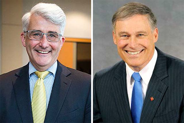 Bill Bryant, left, and Gov. Jay Inslee