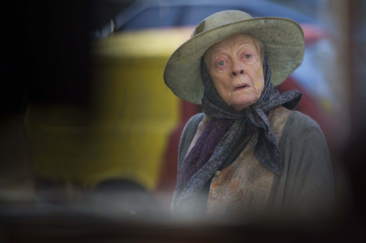 This photo provided by courtesy of Sony Pictures Classics shows, Maggie Smith as Miss. Shepherd in the film, "The Lady in the Van." (Nicola Dove/Sony Pictures Classics via AP)