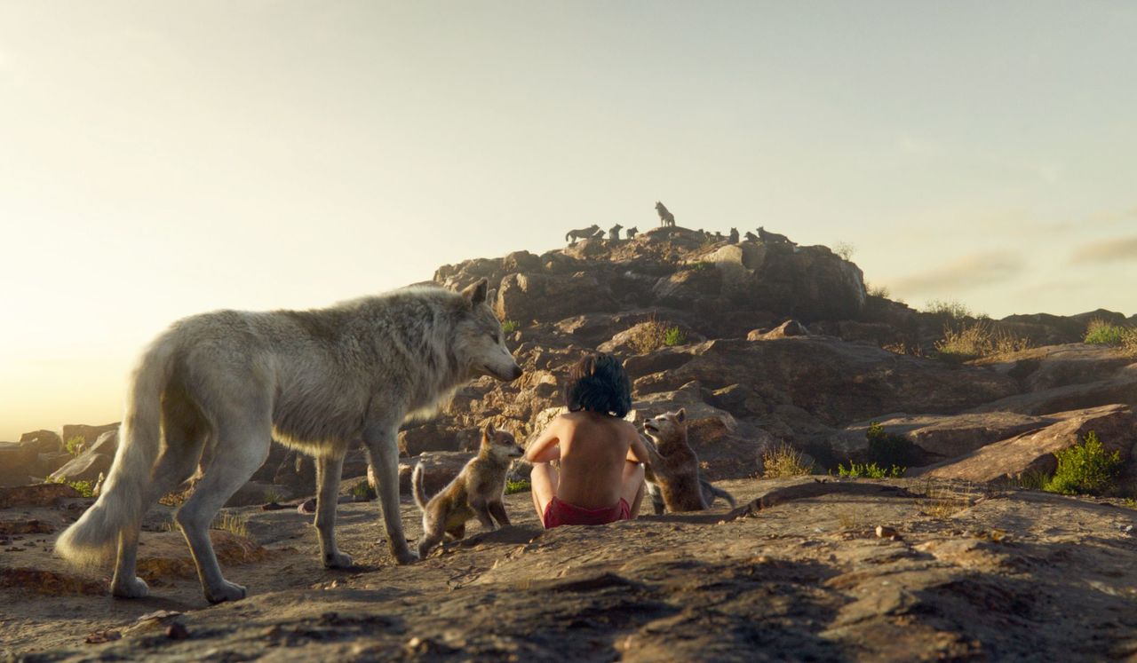 Mowgli is played by Neel Sethi, an energetic young actor. Raksha the wolf is voiced by Lupita Nyong’o.