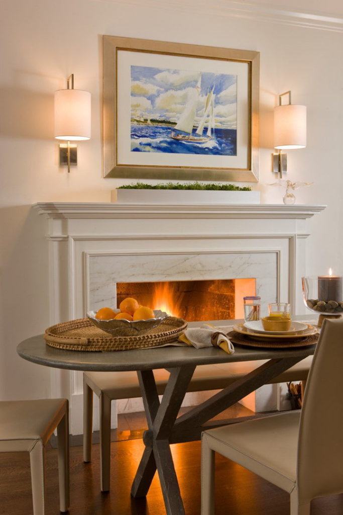 Architect Christian Zapatka collaborated with Josepha Faley of Chatsworth Design to design this wood-burning fireplace.
