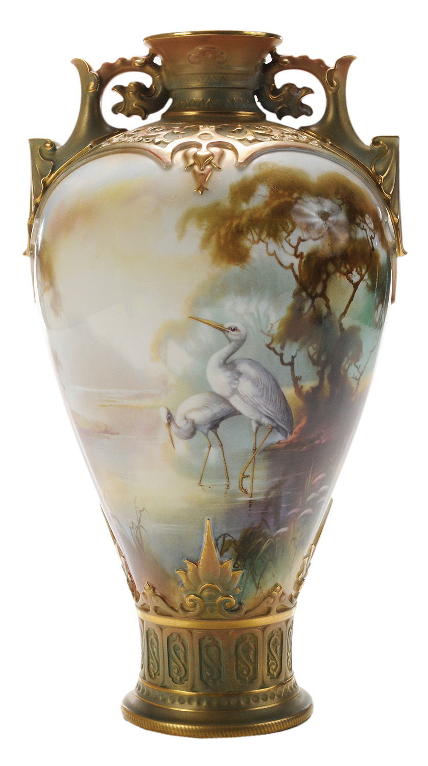 William Powell, a famous painter of birds, decorated this Royal Worcester vase that sold for $1,180 at a May 2015 Brunk auction in Asheville, North Carolina.