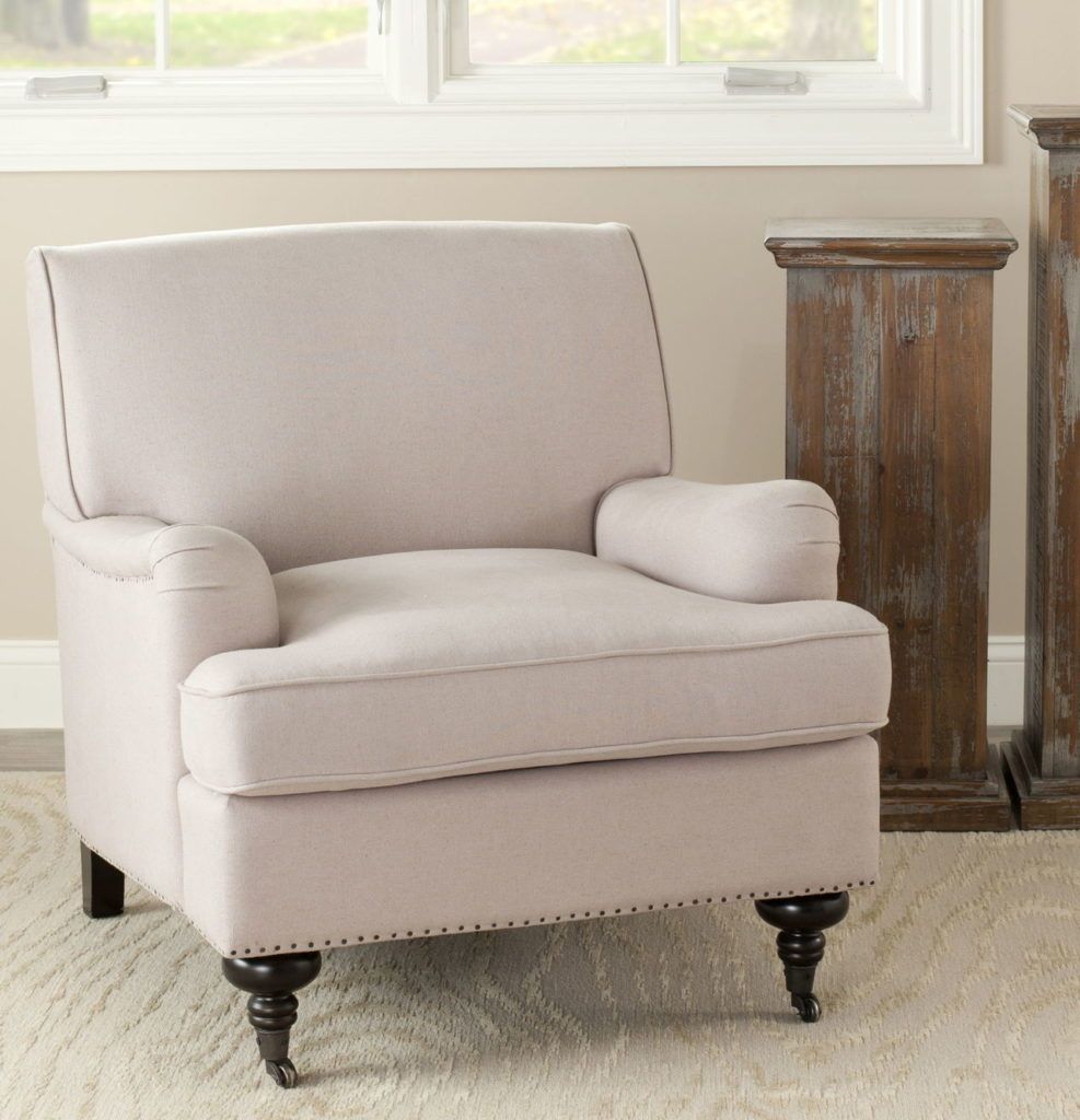 The transitional Chloe Club Chair has solid back legs, with the added flexibility of casters on the front for easy room rearrangement.
