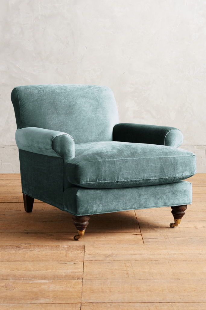 The Slub Velvet Willoughby Chair by Hickory has a 42-inch-deep seat and comes in 11 colors.

