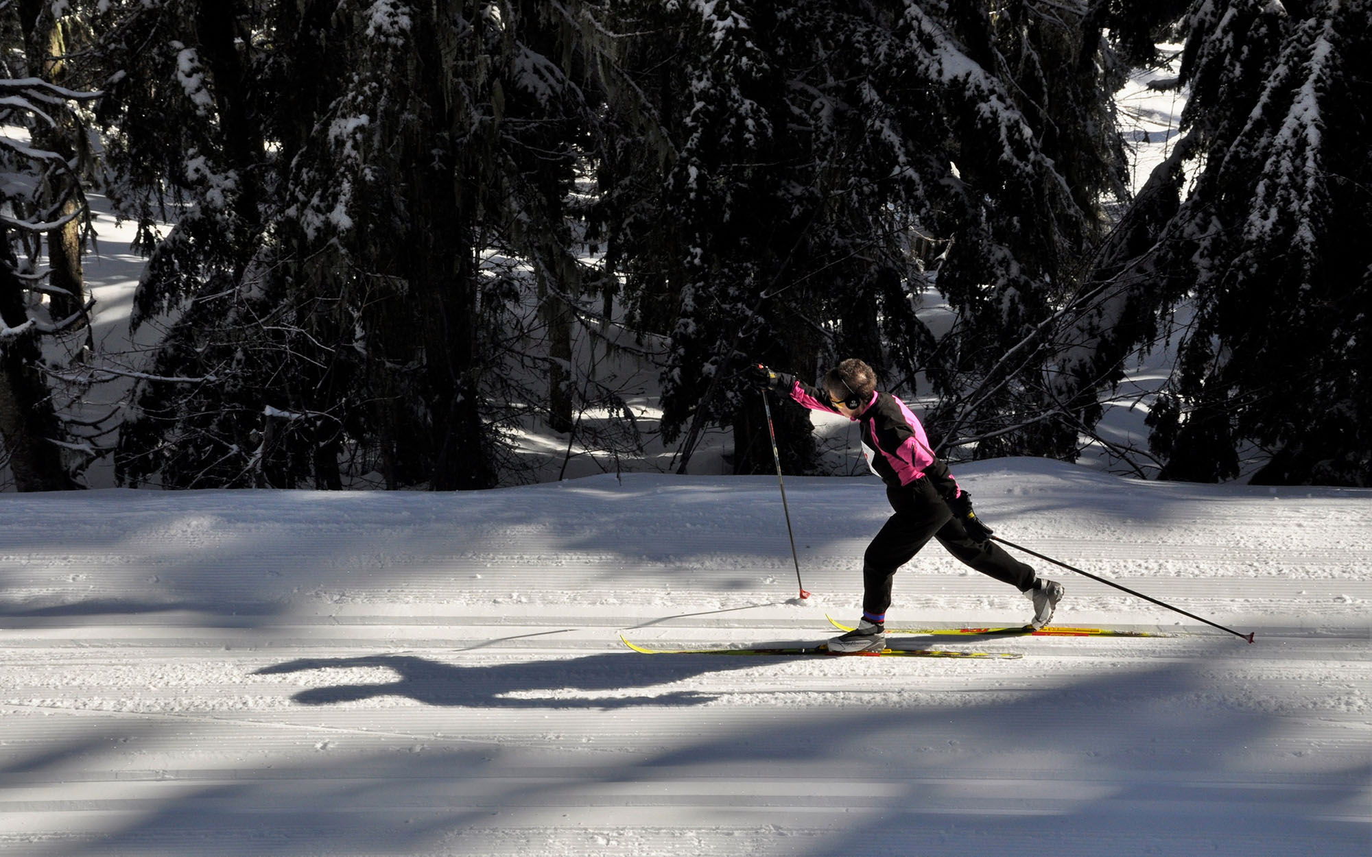 Lou Slak strides out in the 10-kilometer Spokane Langlauf cross-country ski race at Mount Spokane on Feb. 21, 2016. RICH LANDERS richl@spokesman.com