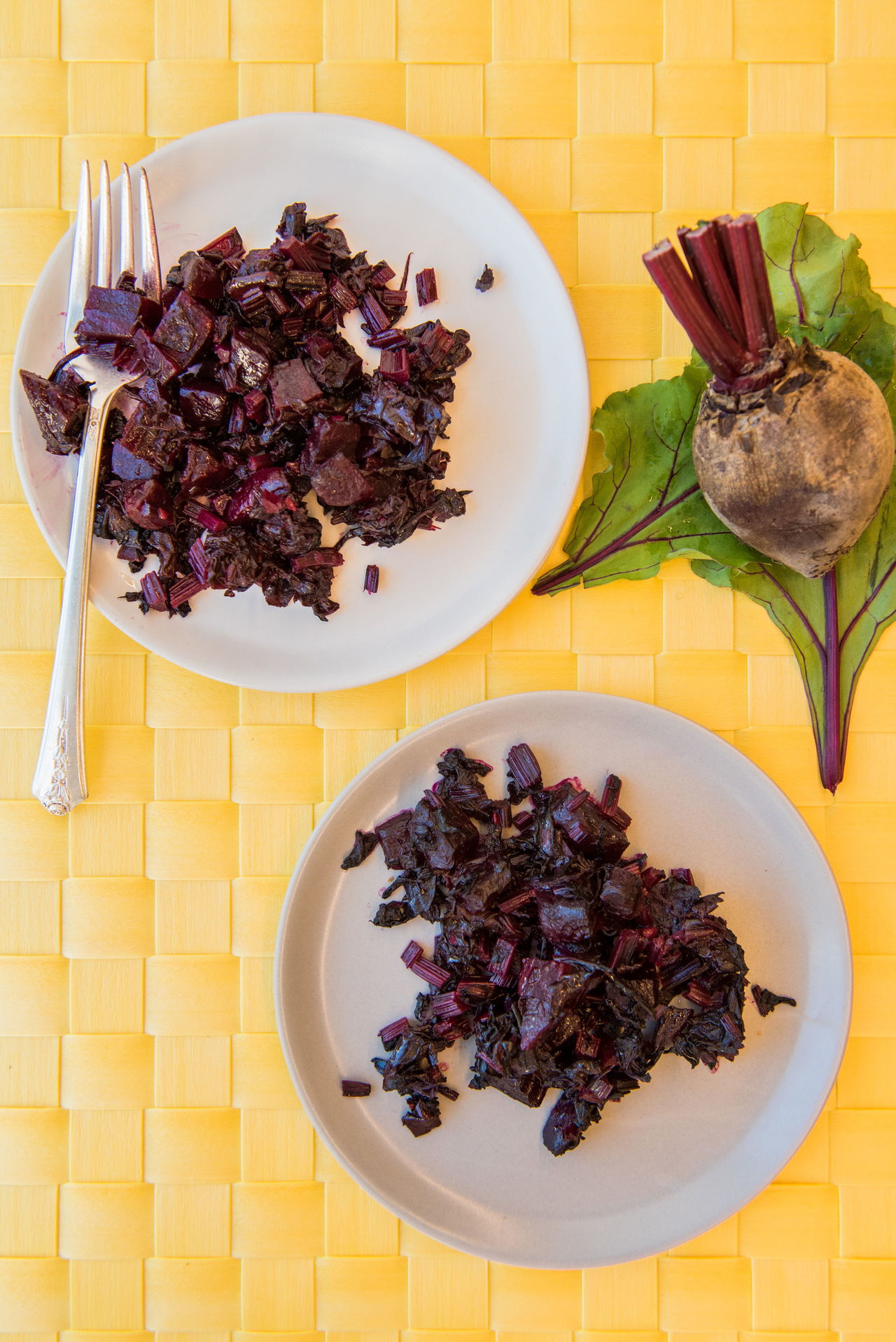 Don’t toss the greens next time you buy beets. This recipe makes a perfect pairing of the sweet beets and slightly bitter greens.