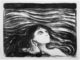 Edvard Munch (1863-1944),” On The Waves of Love.” 1896 lithograph.