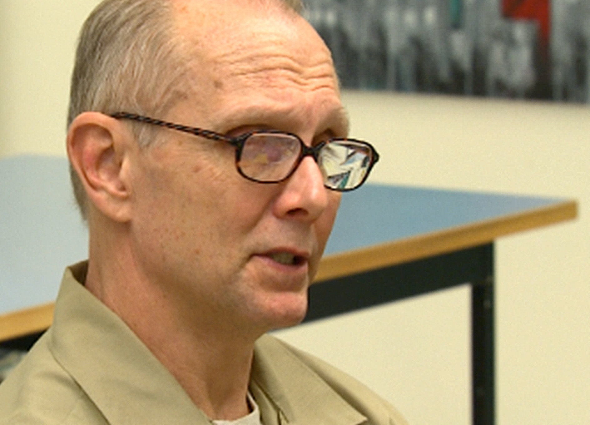 Timothy Pauley during his parole board hearing in January.