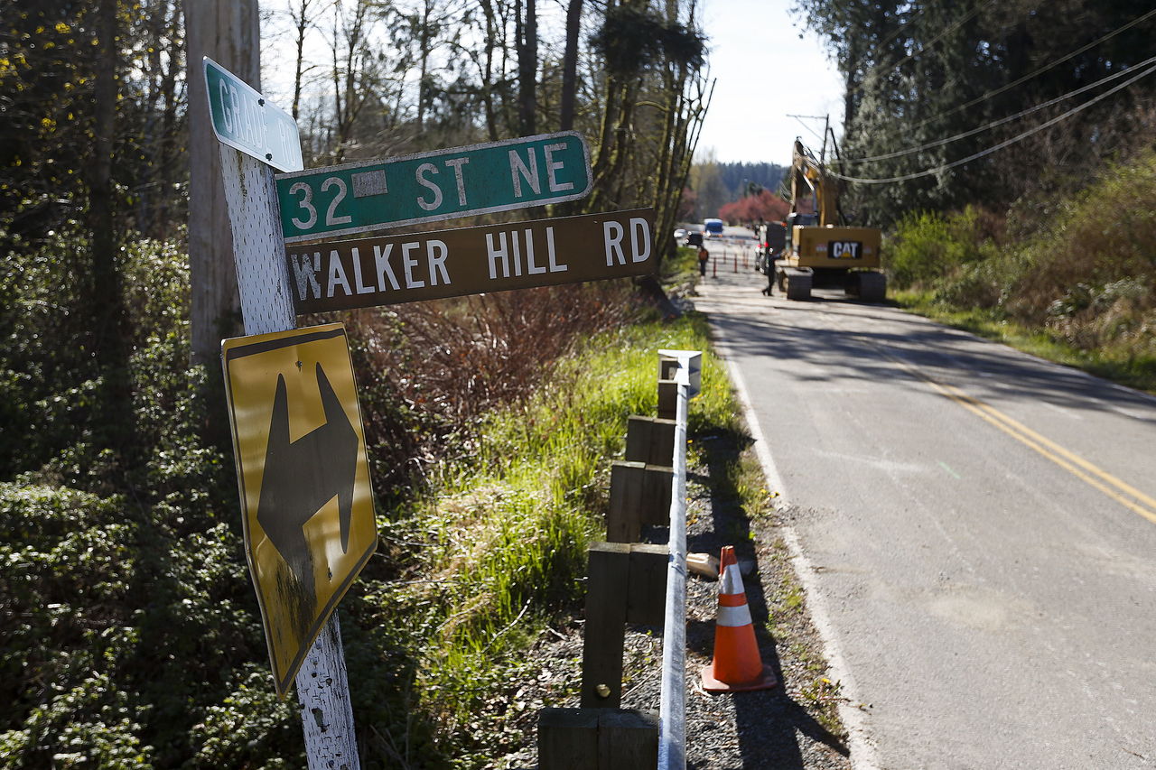 For months, a section of Grade Road near 32nd Street Northeast in Lake Stevens has been steadily eroded by the creek.