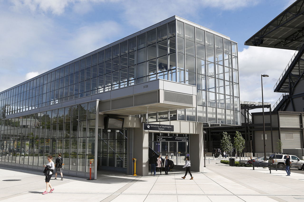 The newly completed University of Washington Station in Seattle is seen Saturday.