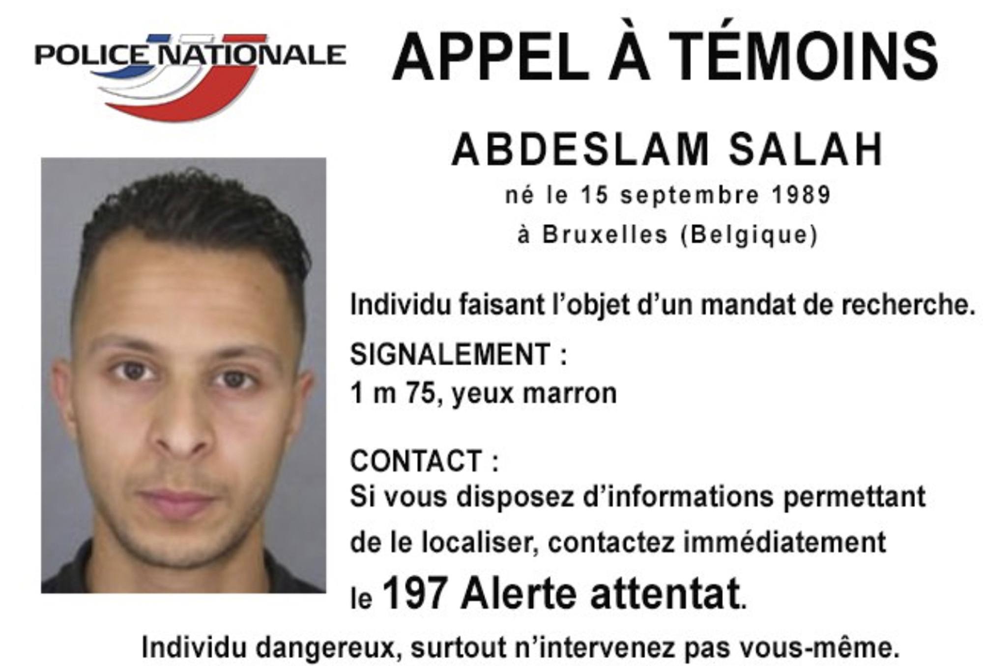 A French police photo of 26-year old Salah Abdeslam who is wanted by police in connection with terror attacks in Paris.