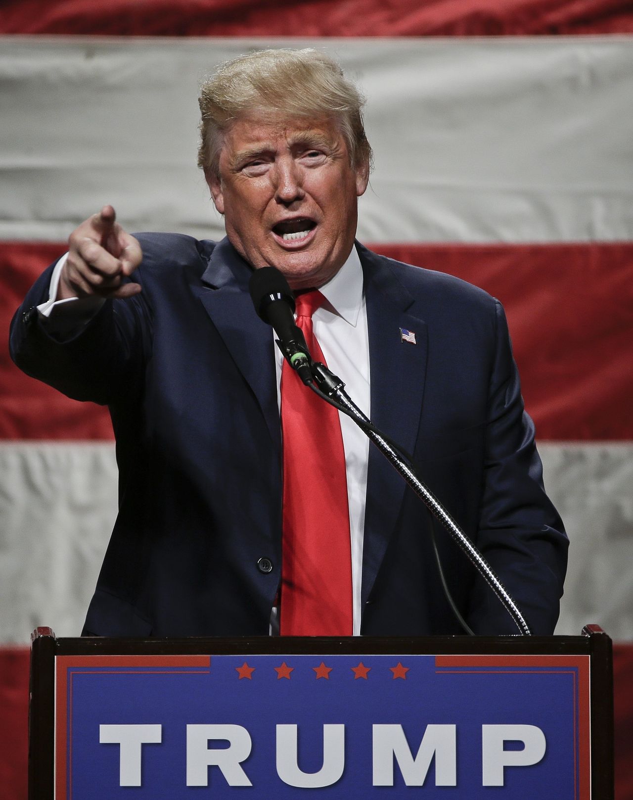 Republican presidential candidate Donald Trump speaks at a campaign event Sunday in Poughkeepsie, New York.