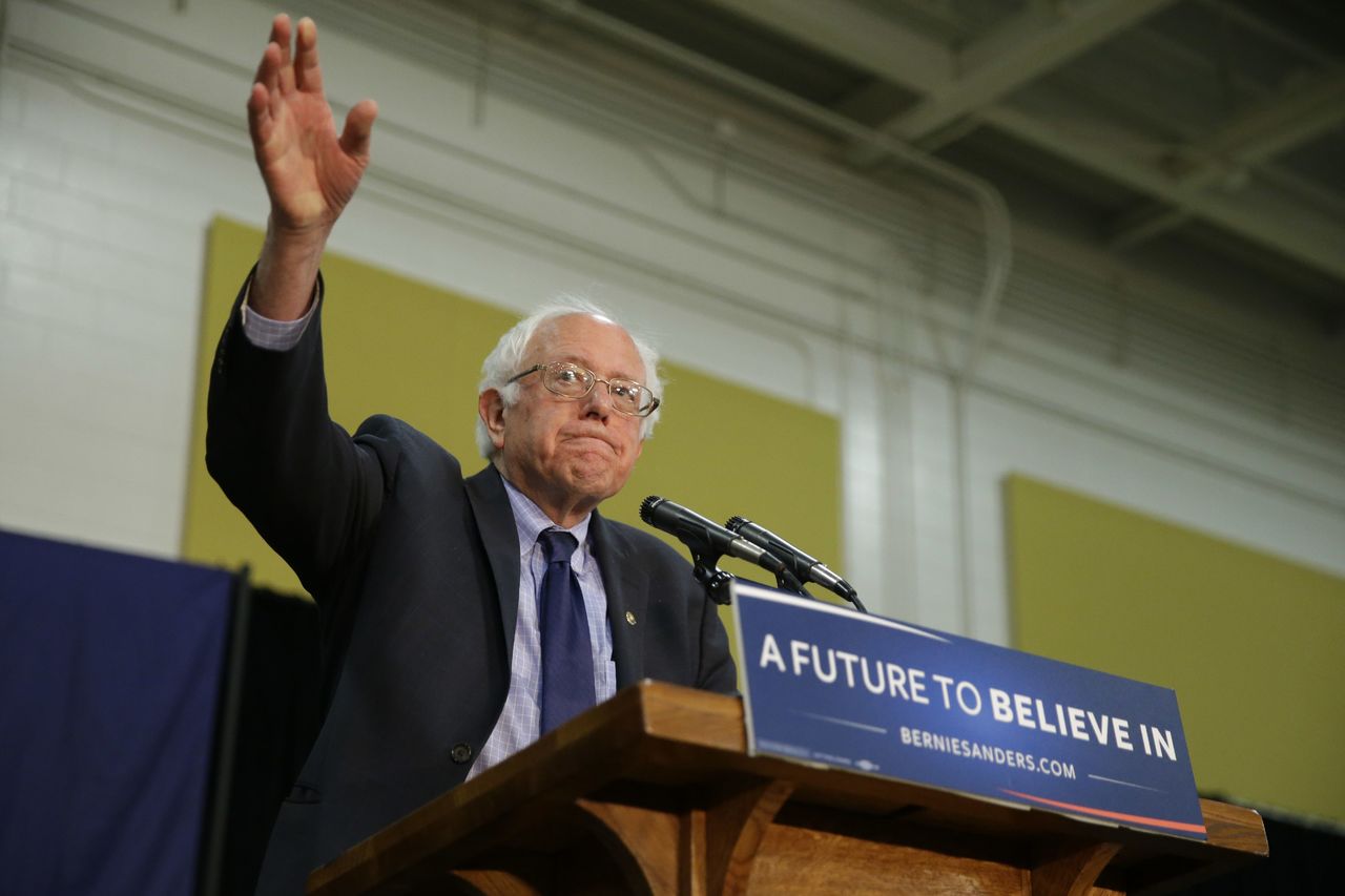 Democratic presidential candidate Bernie Sanders speaks during a rally in West Lafayette, Indiana, on Wednesday.