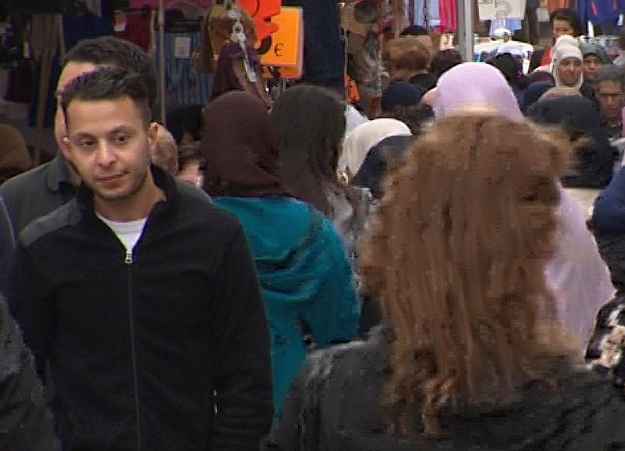 This April 13 image was taken from video of of Salah Abdeslam (left), the fugitive from the Nov. 13 Paris attacks whose capture appears to have precipitated the March 22 bombing in Brussels.