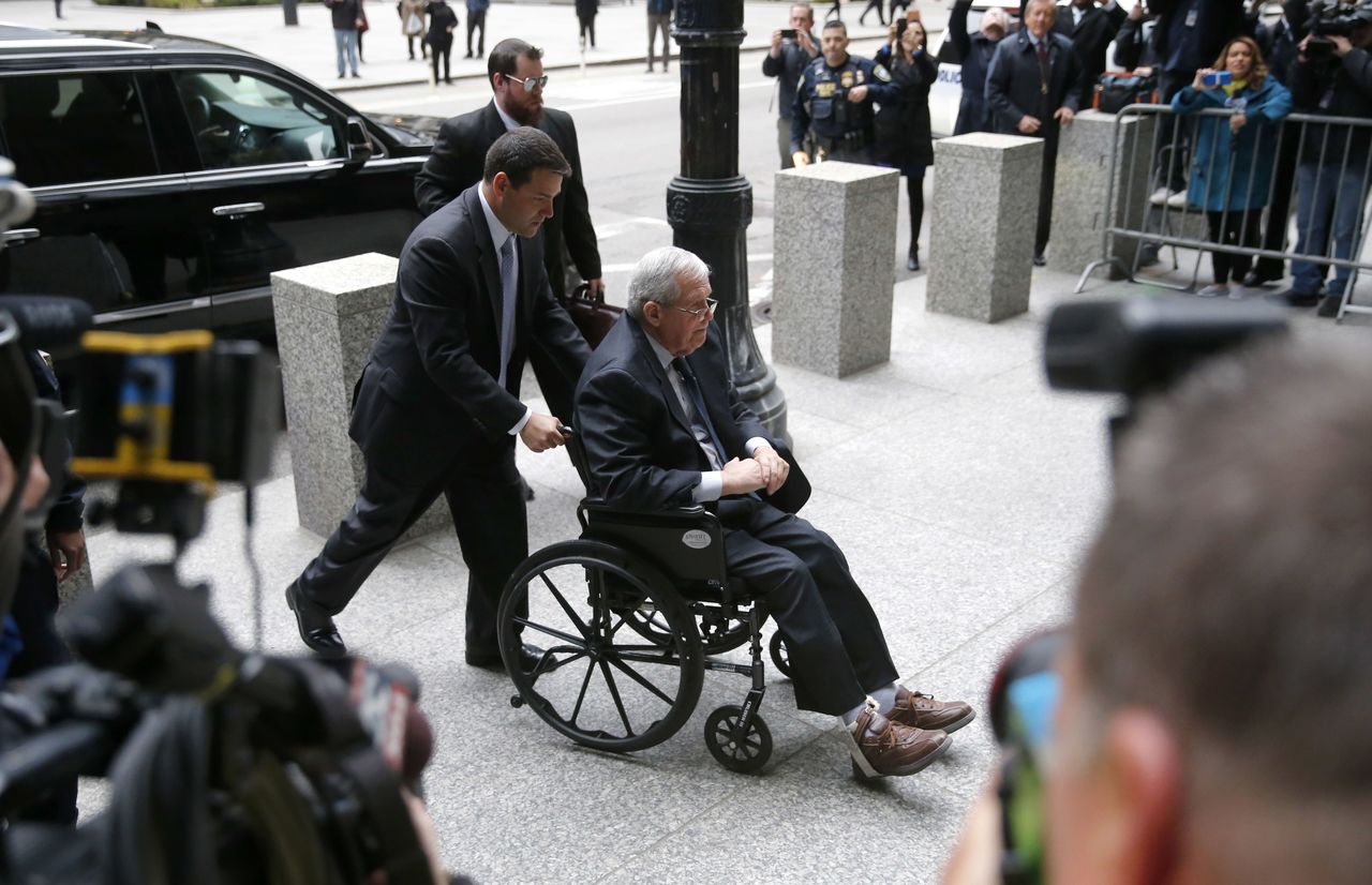 Former House Speaker Dennis Hastert arrives at the federal courthouse Wednesday in Chicago for his sentencing on federal banking charges which he pled guilty to last year.