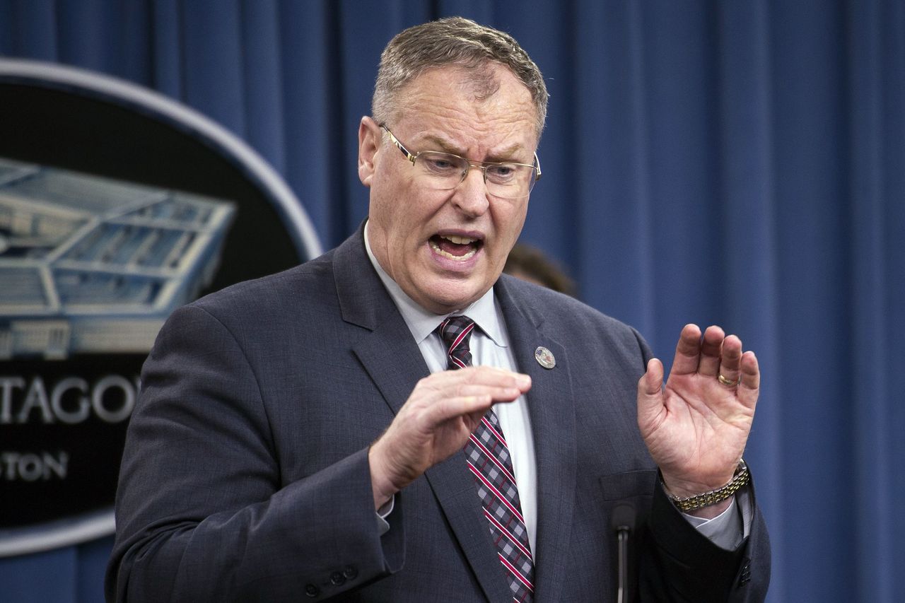 In this Oct. 1, 2014, photo, Deputy Secretary of Defense Robert Work speaks at the Pentagon.