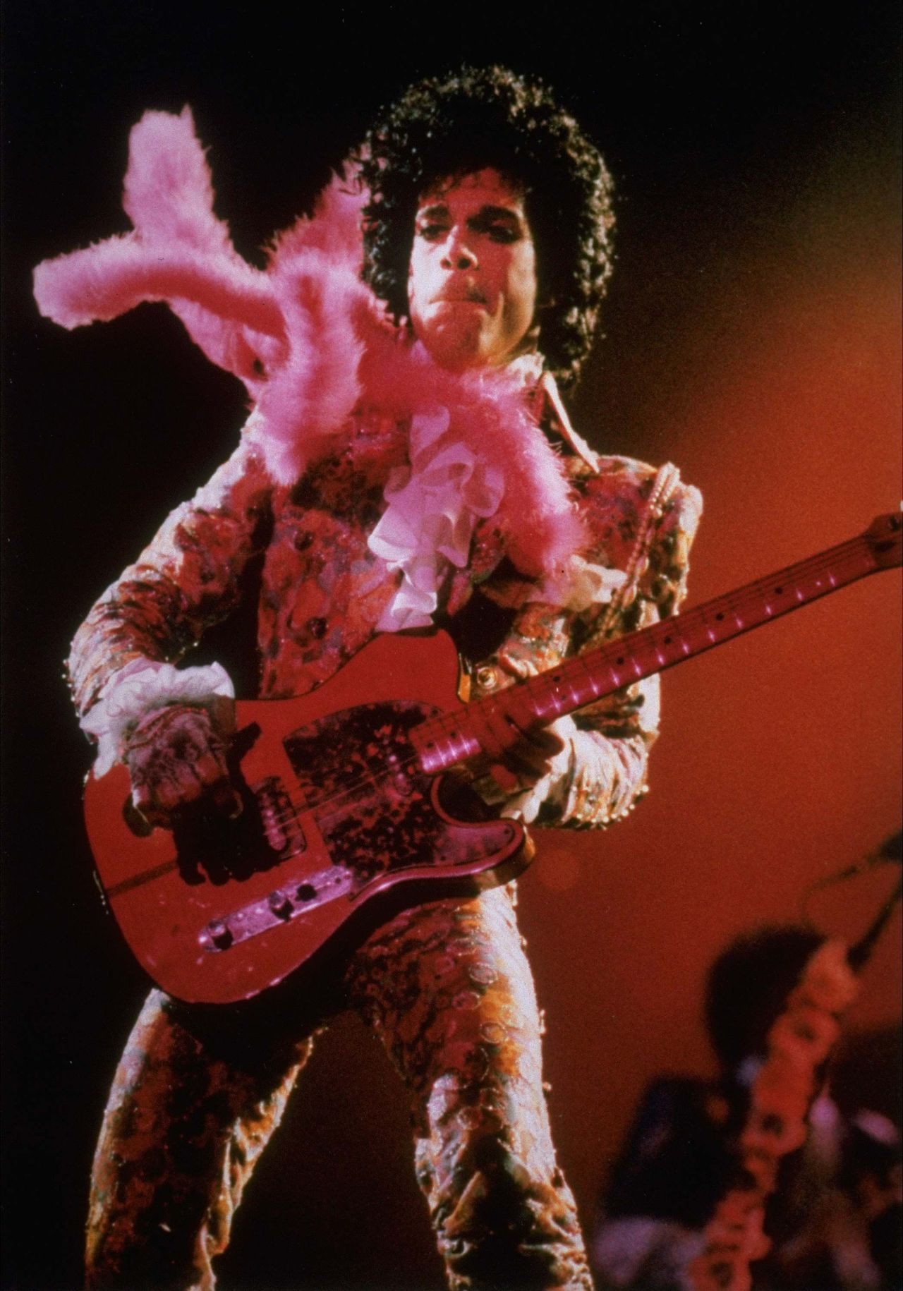 In this Jan. 11, 1985, photo, Prince performs before a sold-out audience in Houston.