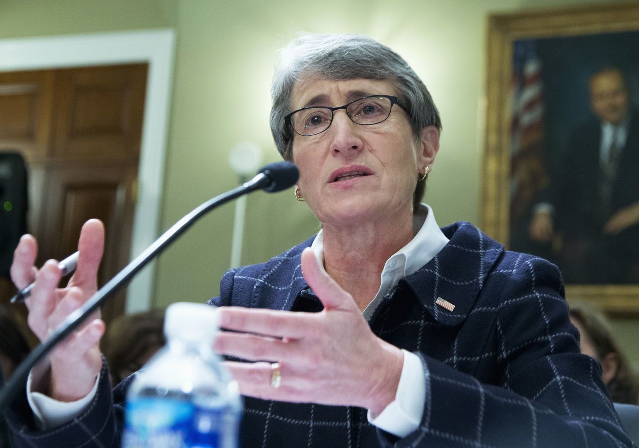 In this 2015 photo, Interior Secretary Sally Jewell testifies on Capitol Hill in Washington before the House Natural Resources Oversight Committee hearing on the Animas River Spill in Colorado. An armed takeover of an Oregon national wildlife refuge is part of a disturbing “extreme movement” to seize public lands and reject the rule of law, putting communities and public employees at risk throughout the West, Jewell said in a speech outlining Obama administration conservation policies.