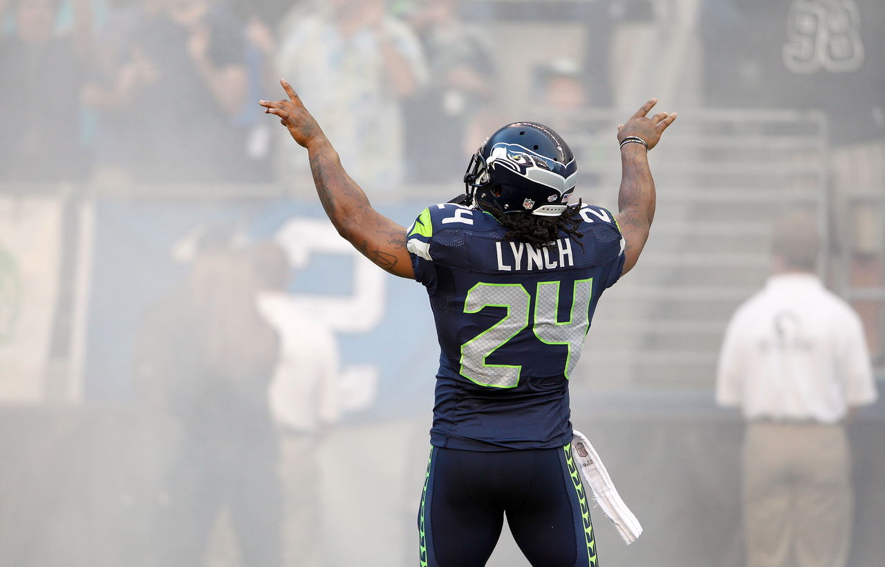 Marshawn Lynch gained 6,347 on his 9,112 yards rushing and 7,656 of his 11,091 career yards from scrimmage for the Seahawks after a trade with Buffalo early in the 2010 season.