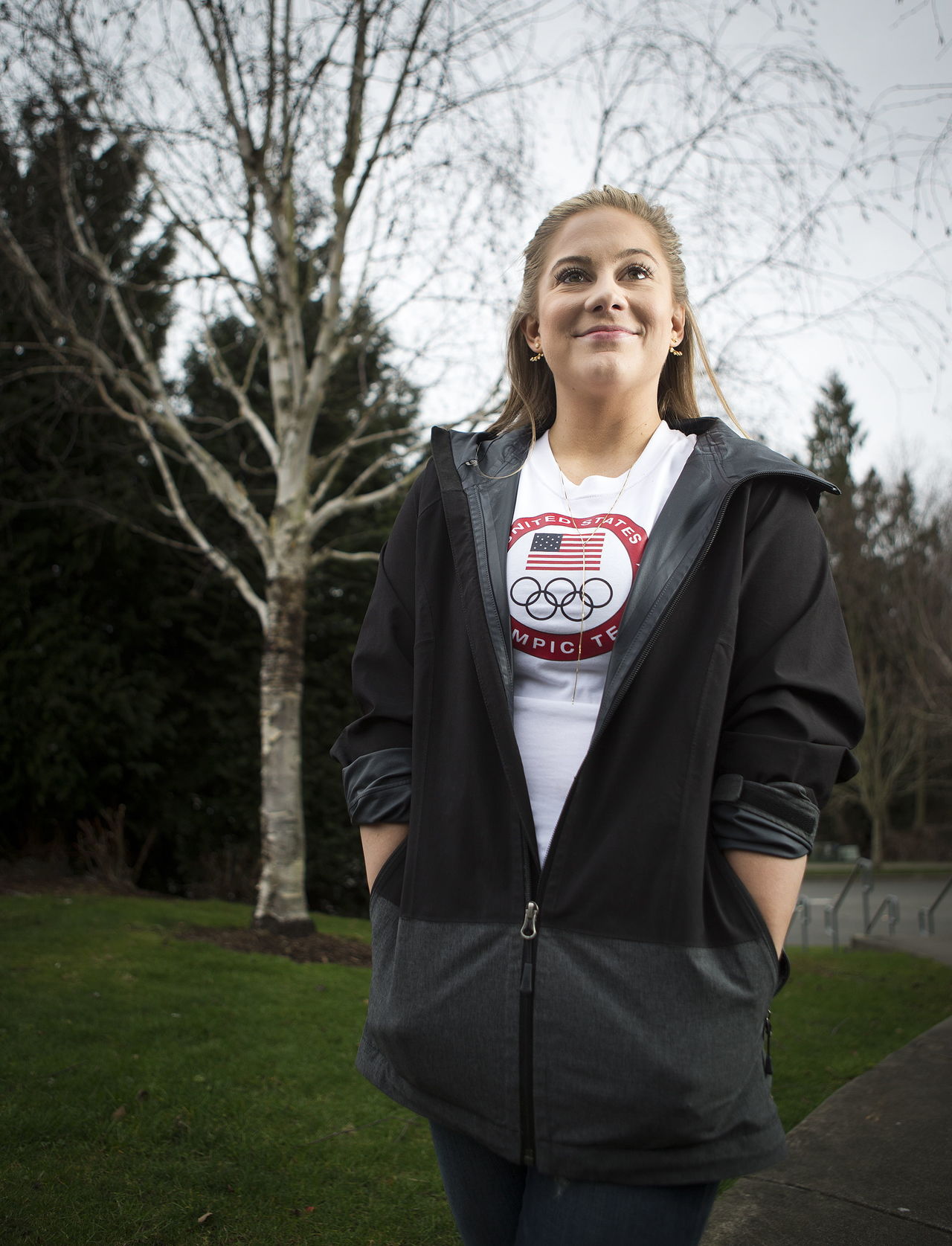 Former Olympian gymnast Shawn Johnson stands for a portrait in Mukilteo on Thursday. Johnson is in town to promote the Pacific Rim Championships which will be held in Everett at the beginning of April.