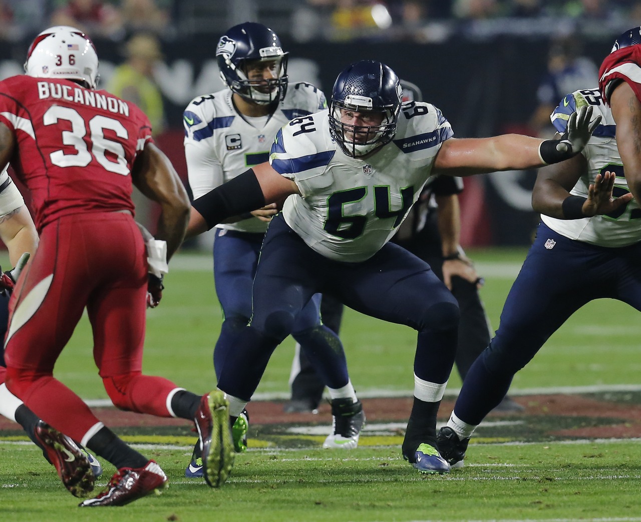 Guard J.R. Sweezy is one of two starters on the Seahawks’ offensive line who will be free agents.