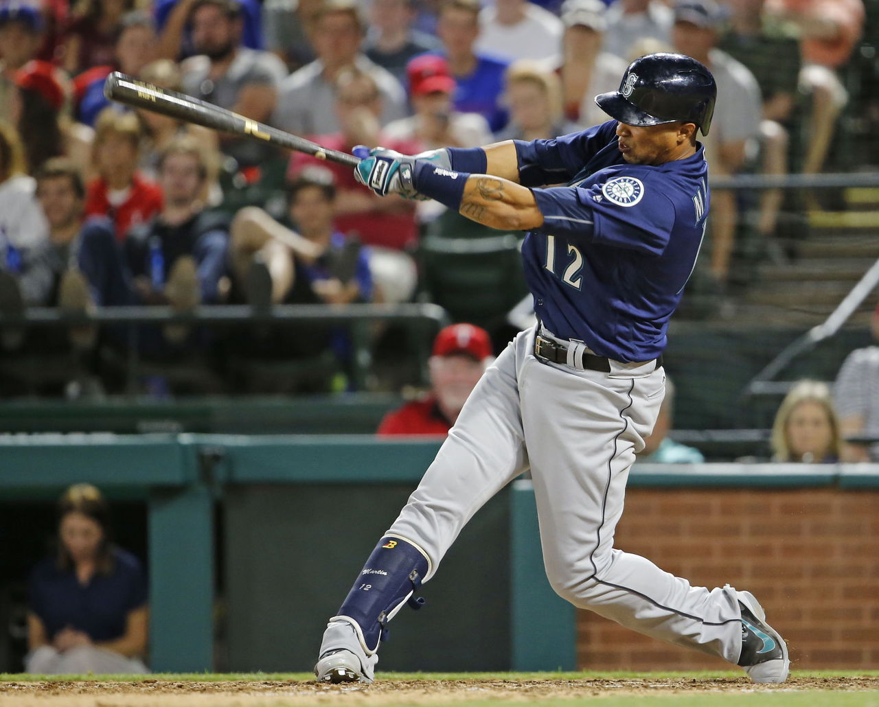 Mariners center fielder Leonys Martin had four hits in 10 at bats, driving in three runs in the three-game series against the Rangers.