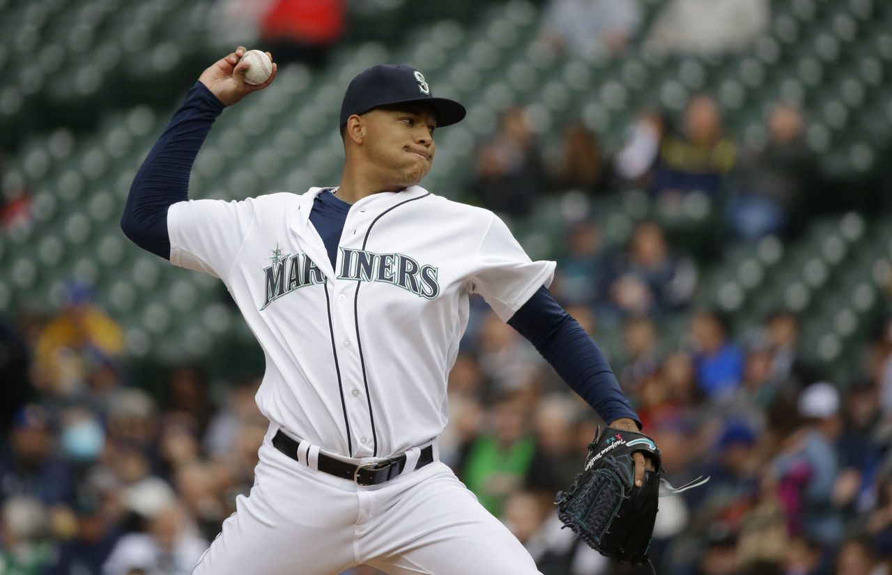 Mariners starting pitcher Taijuan Walker pitched six innings, despite throwing 30 pitches in the first inning.