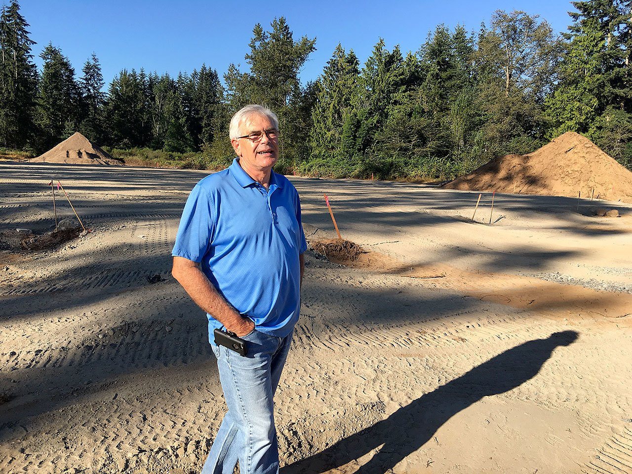 Vandevert Construction’s Jim McPherson stands at the site of what will be the five-story Home2 Suites By Hilton being built in Marsyville (Jim Davis / HBJ)