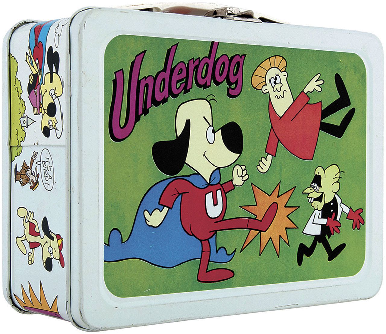 Underdog is pictured on this metal lunch box and matching thermos that auctioned for $2,296. The comic character has remained popular since the 1950s because of television reruns. (Cowles Syndicate Inc.)