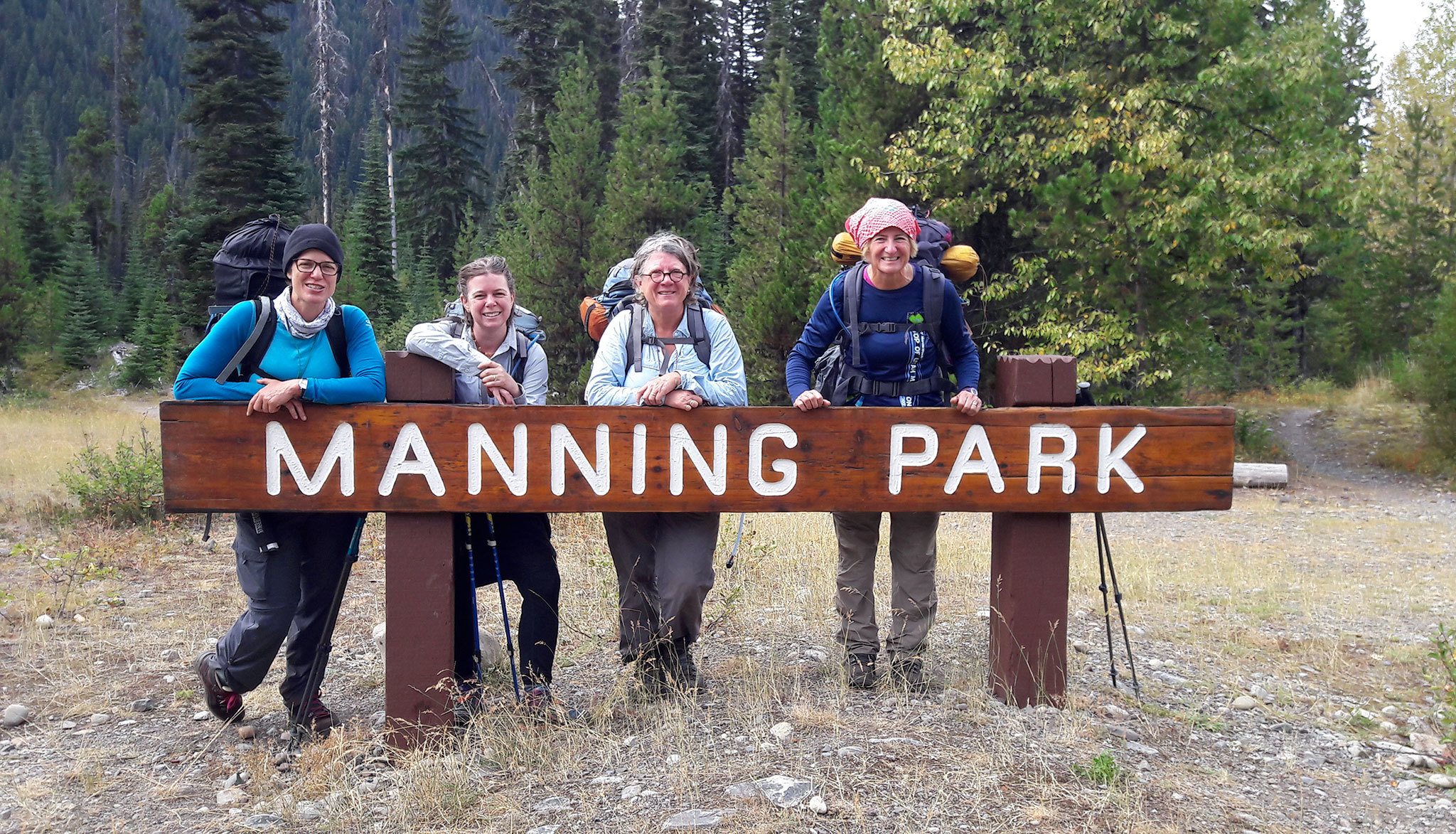 Jessi Loerch (second from left) poses for a photo with Denise, Margaret and Miranda, three friends she met on the Pacific Crest Trail. (Courtesy photo)