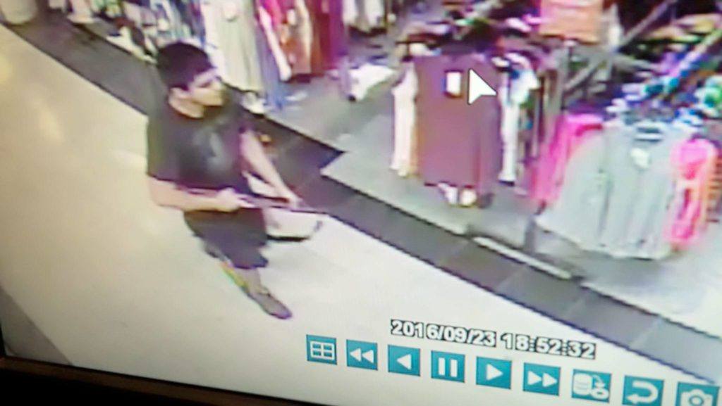 This image provided by police shows a man entering the Macy’s store at Cascade Mall in Burlington, where he fatally shot five people Friday night. (Skagit Multiple Agency Response Team)
