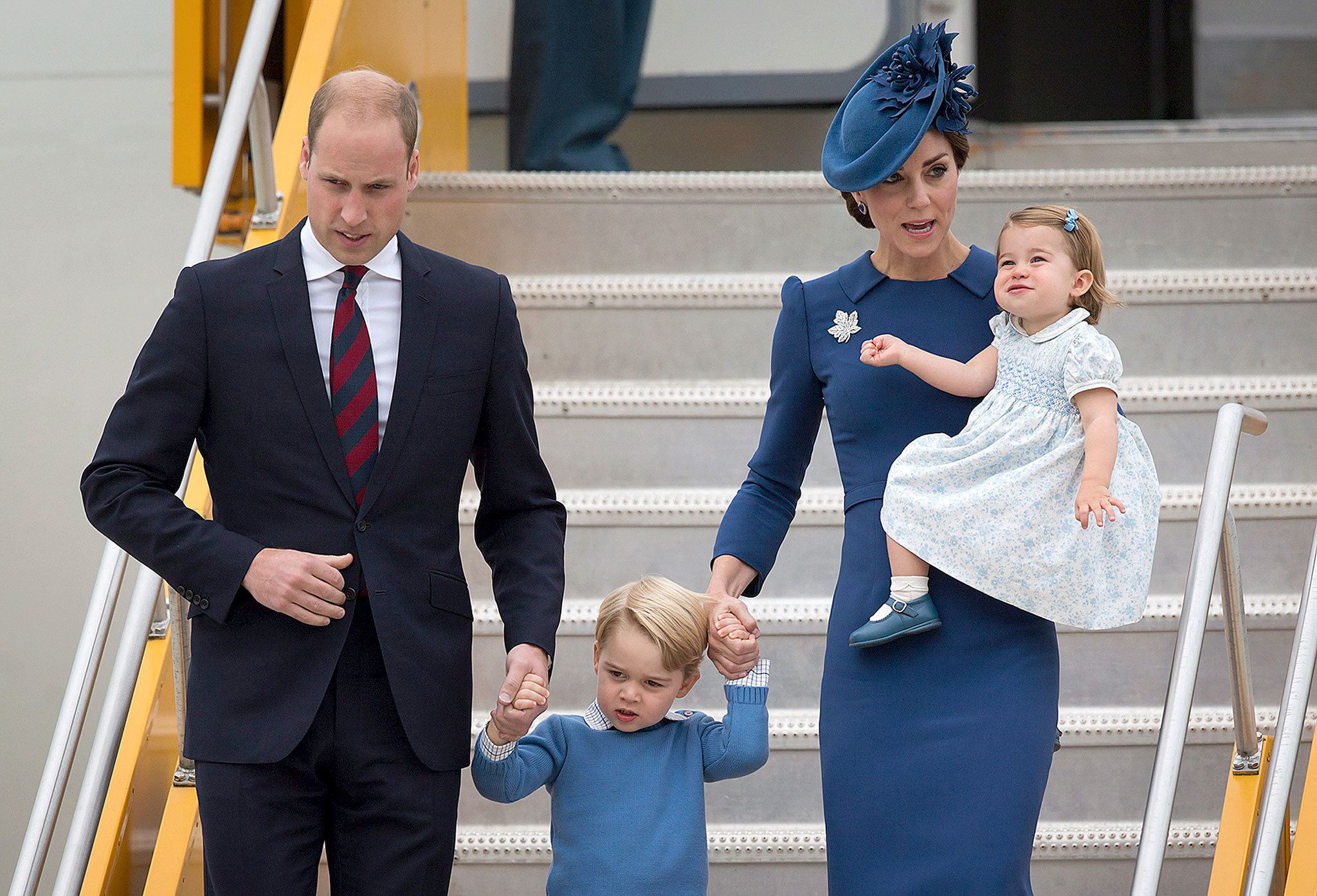 Britain’s Prince William and his wife Kate along with their children Prince George and Princess Charlotte arrive in Victoria, B.C., on Saturday. (Darryl Dyck/Canadian Press)