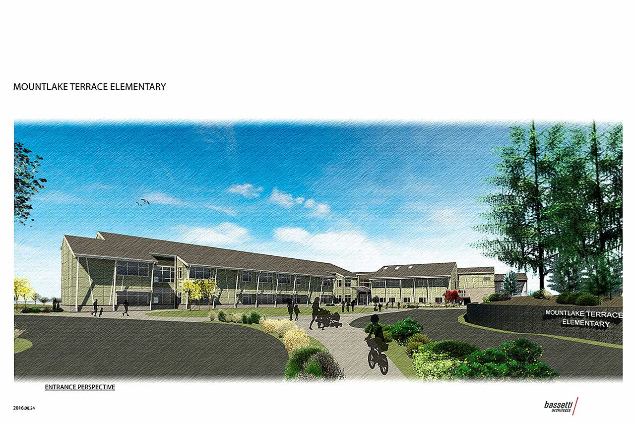 Edmonds School District                                 An architectural rendering of the new Mountlake Terrace Elementary school from Bassetti Architects. Construction is expected to start in summer 2017.