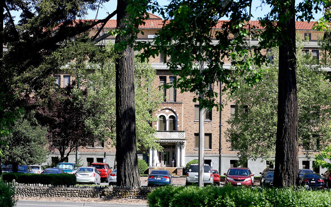 This May 2 photo shows the front of Western State Hospital in Lakewood, Washington. (AP Photo/Ted S. Warren, file)