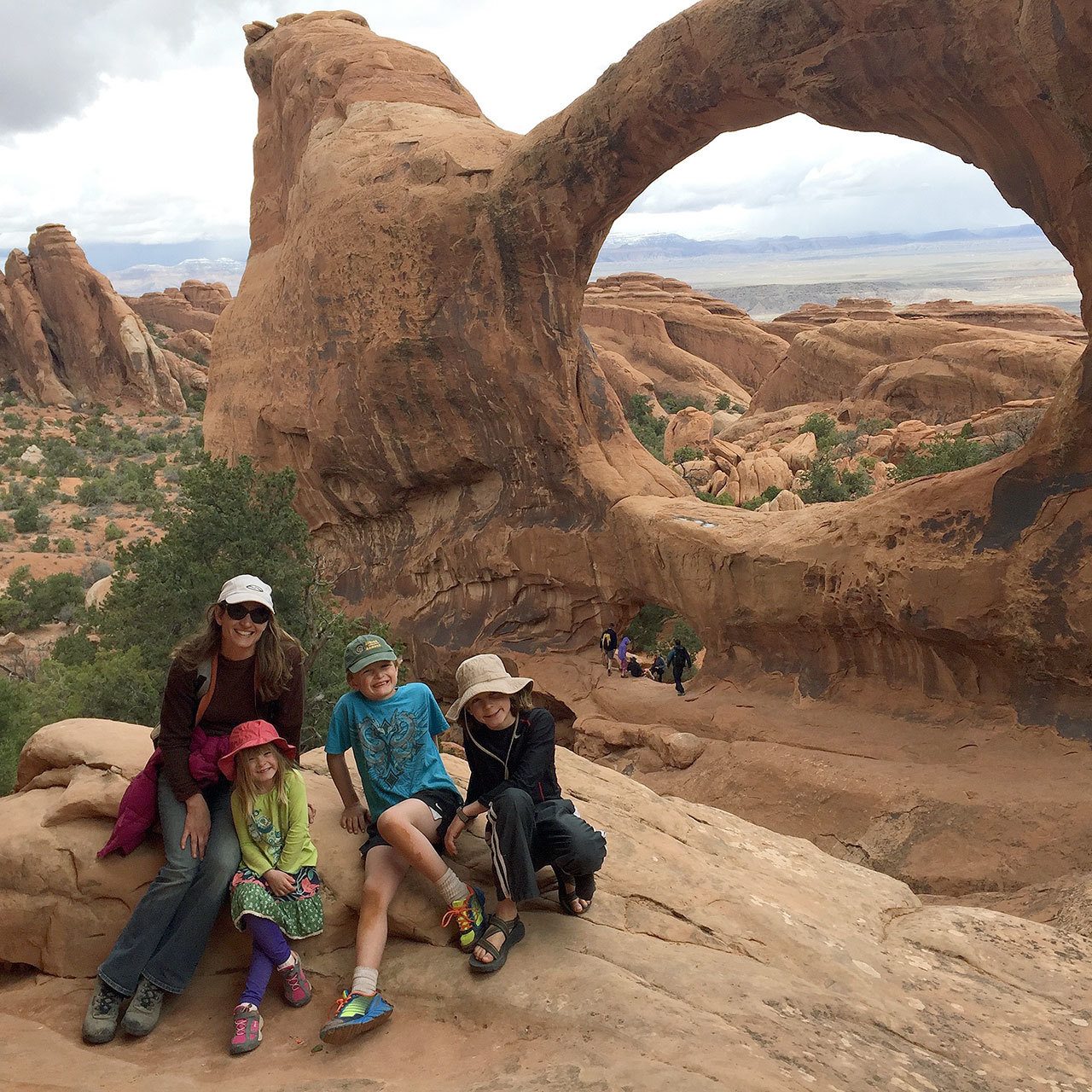 The Welcker family poses for a photo while hiking at Arches National Park. (Courtesy Maureen Welcker)