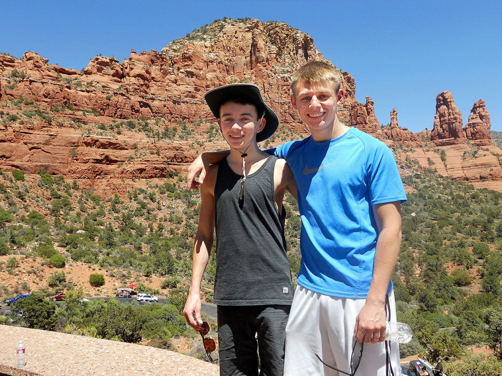 Matthew Truax (left) with his older brother Michael during a trip to Sedona, Arizona in June 2013. Matthew, 16, died Sept. 13, 2013 after collapsing on the Meadowdale track during PE class. Matthew planned to attend Western Washington University like his brother. (Truax family photo)
