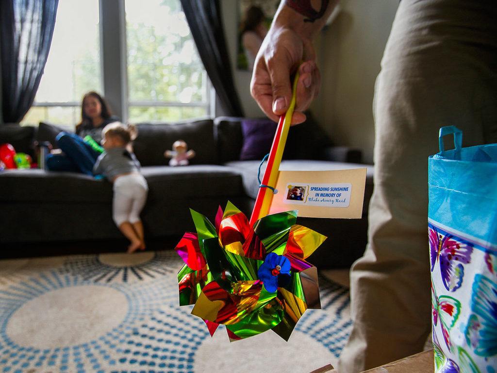 The Reids collect toy donations for victims of SMA and have customized their requests for items based on their experience with Blake. They also collect donated items and pass them along in honor of their daughter. (Dan Bates / The Herald)
