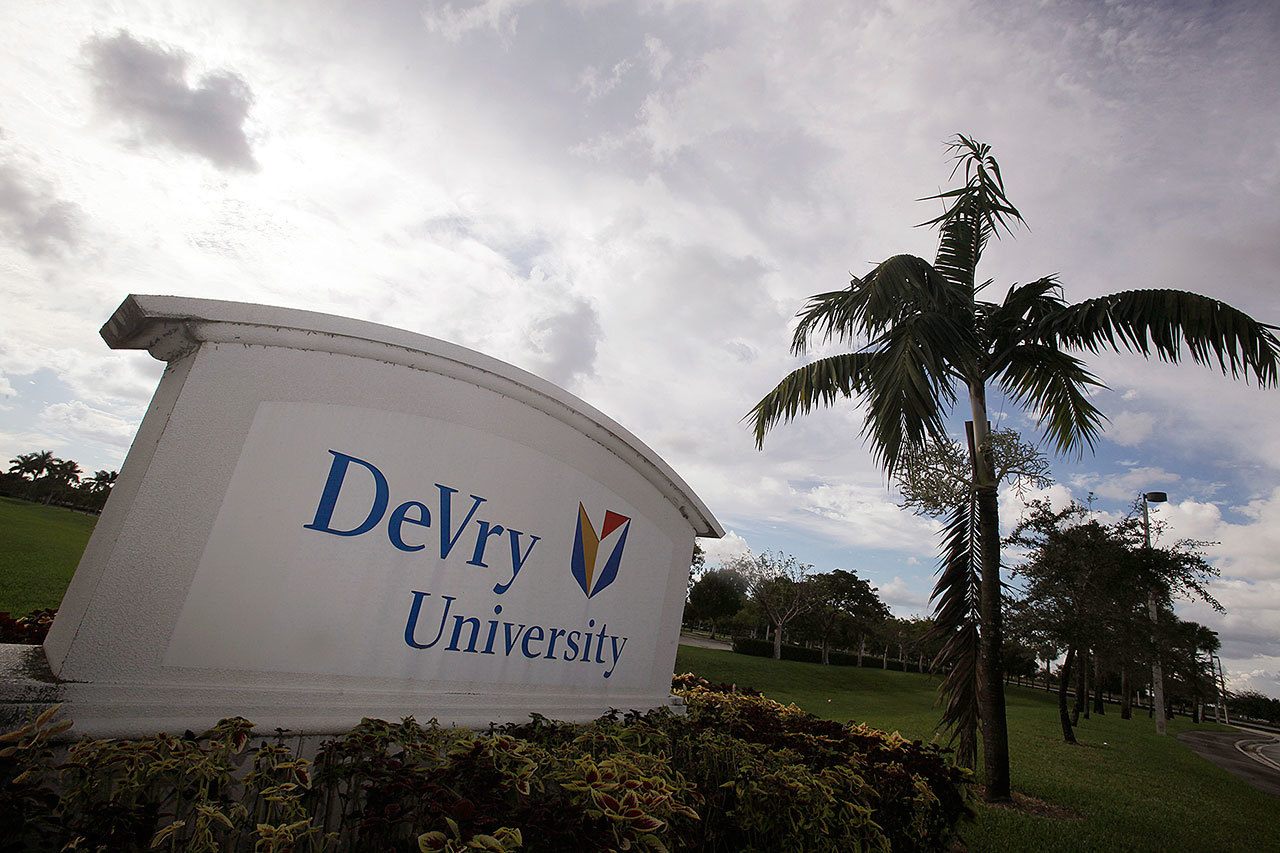 The entrance to the DeVry University in Miramar, Florida. (AP Photo/Pat Carter)