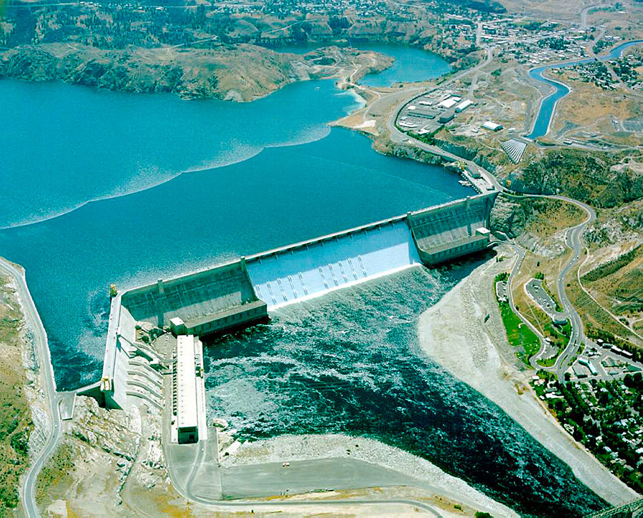 Grand Coulee Dam on the Columbia River in Washington state. (Wikipedia)