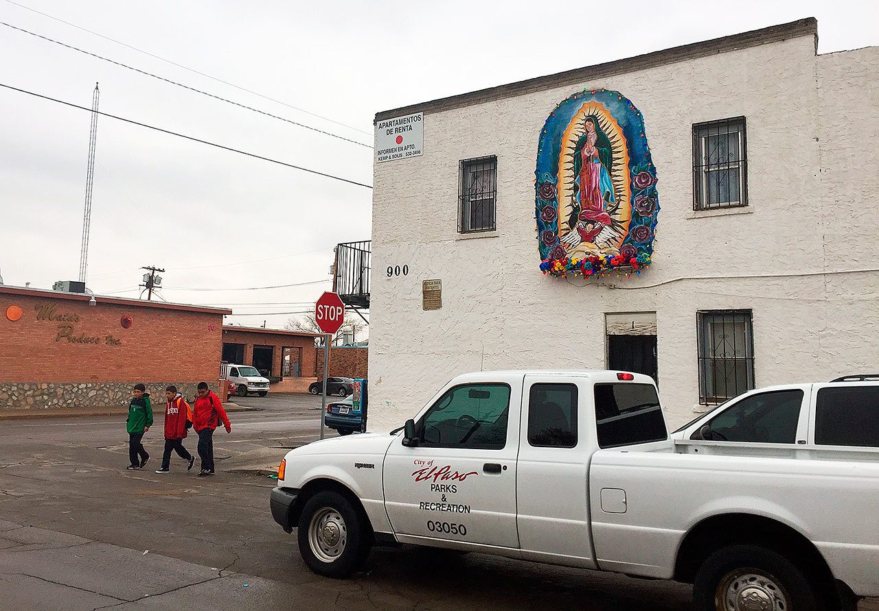 Students walk home from school in the largest Mexican-American El Segundo Barrio in El Paso, Texas, in January. (AP Photo/Russell Contreras)