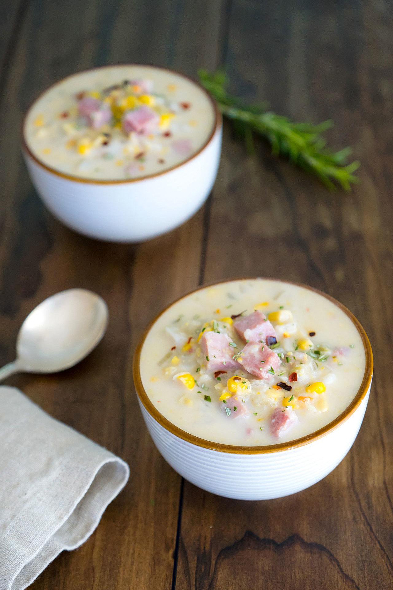 Corn chowder is a delicious comfort food, and frozen corn can make it come together quickly. (Rose McAvoy / For The Herald)
