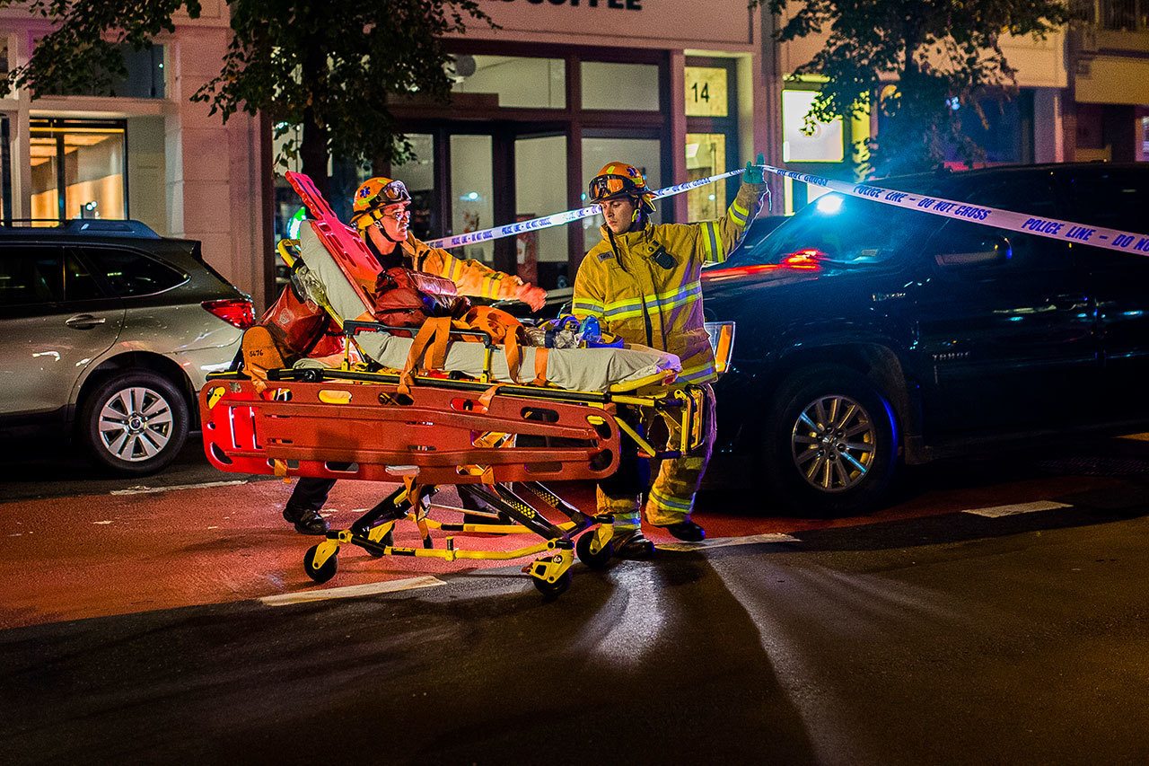 Firefighters arrive at the scene of an apparent explosion in Manhattan’s Chelsea neighborhood, in New York, on Saturday. (AP Photo/Andres Kudacki)