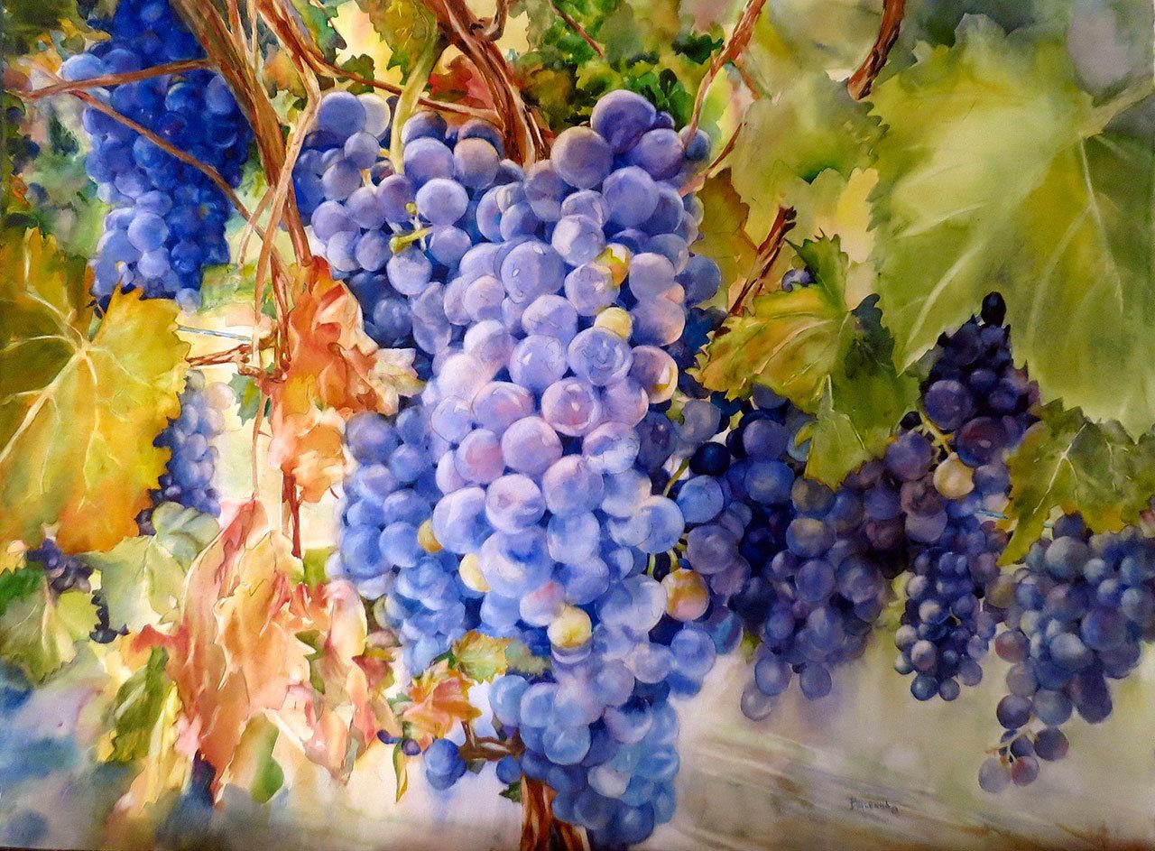 Elena Balekha’s “Grapes” is a painting exhibited at the Arts of the Terrace juried art show.