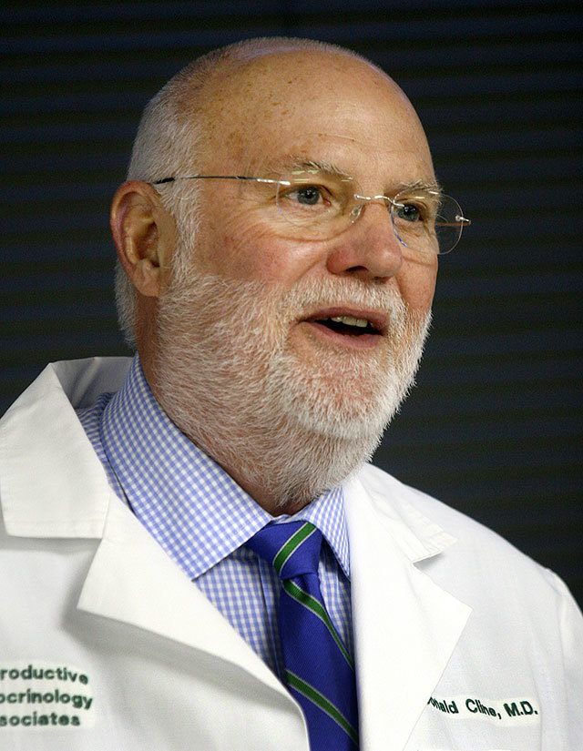 In this 2007 photo, Dr. Donald Cline, a reproductive endocrinologist and fertility specialist, speaks at a new conference in Indianapolis. Cline, 77, is charged with obstruction of justice as prosecutors allege he deceived them about using his own sperm to inseminate multiple women decades ago. (Kelly Wilkinson,/The Indianapolis Star via AP)