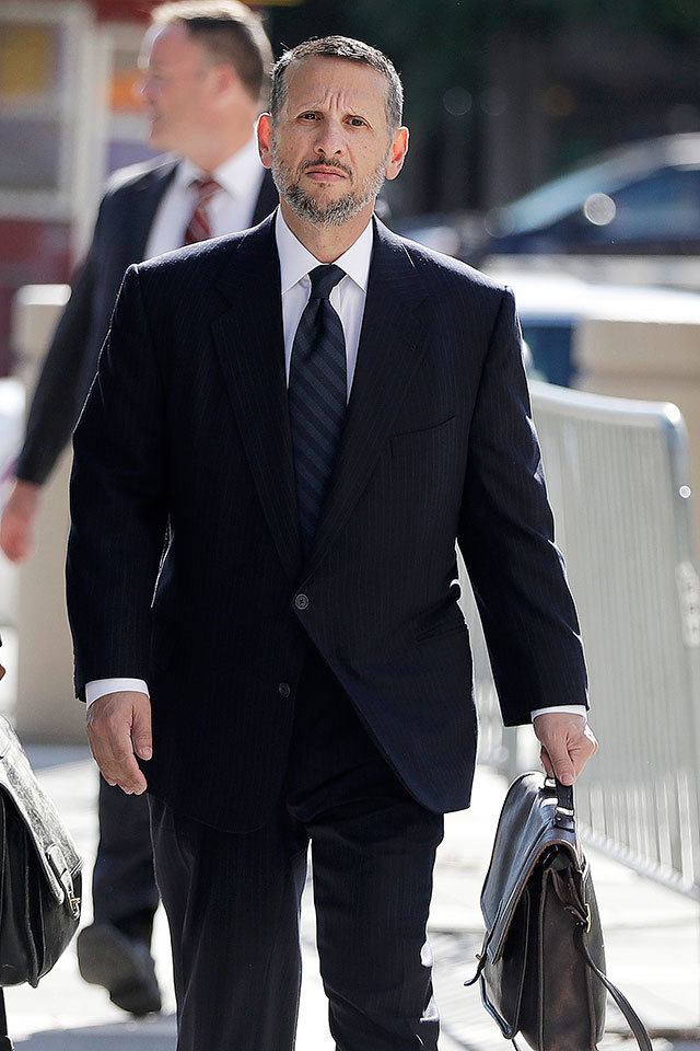 David Wildstein arrives at Martin Luther King Jr. Federal Courthouse for a hearing, Friday, in Newark, New Jersey. Wildstein pleaded guilty last year to orchestrating traffic jams in 2013 to punish a Democratic mayor who didn’t endorse Gov. Chris Christie. (AP Photo/Julio Cortez)
