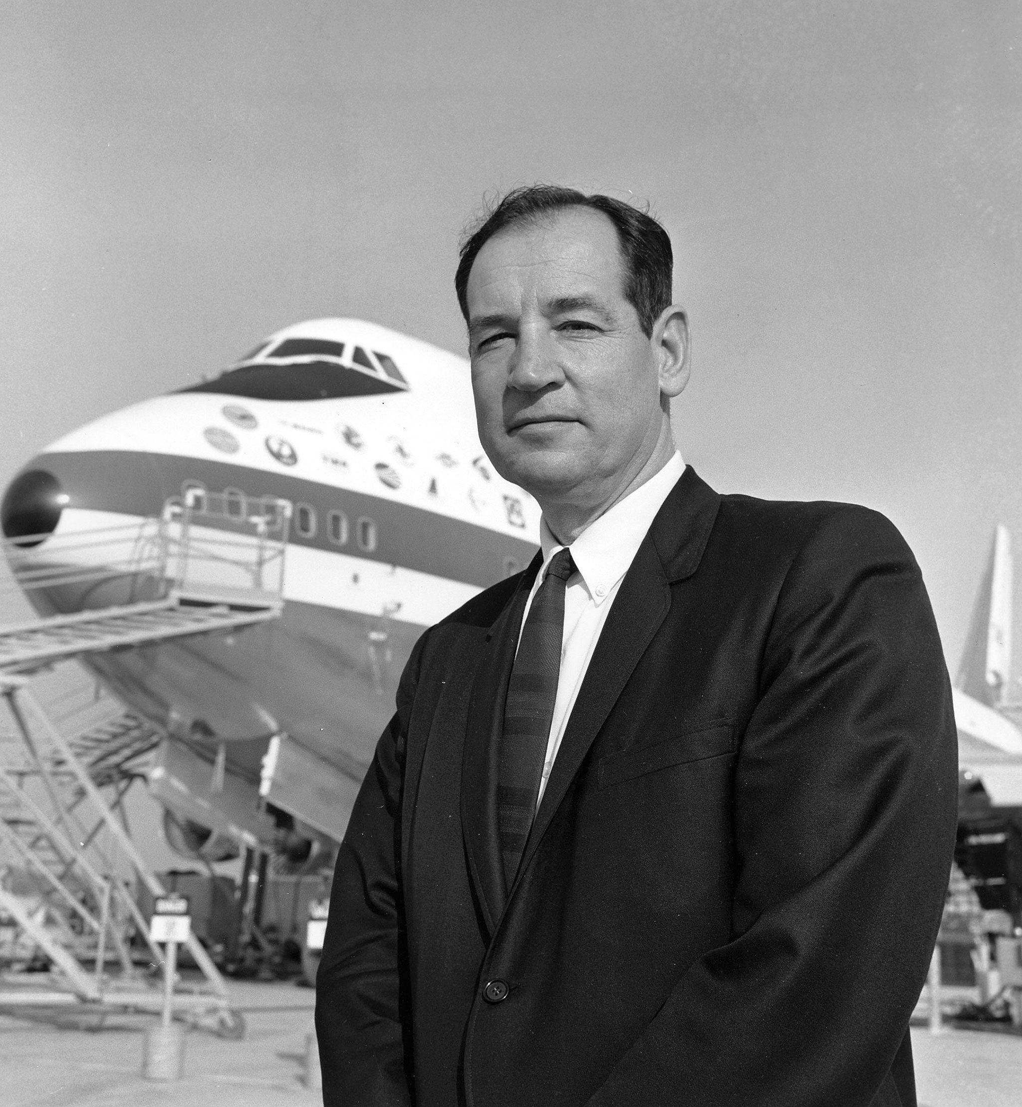 Joe Sutter and the first 747, in 1969 (Boeing)