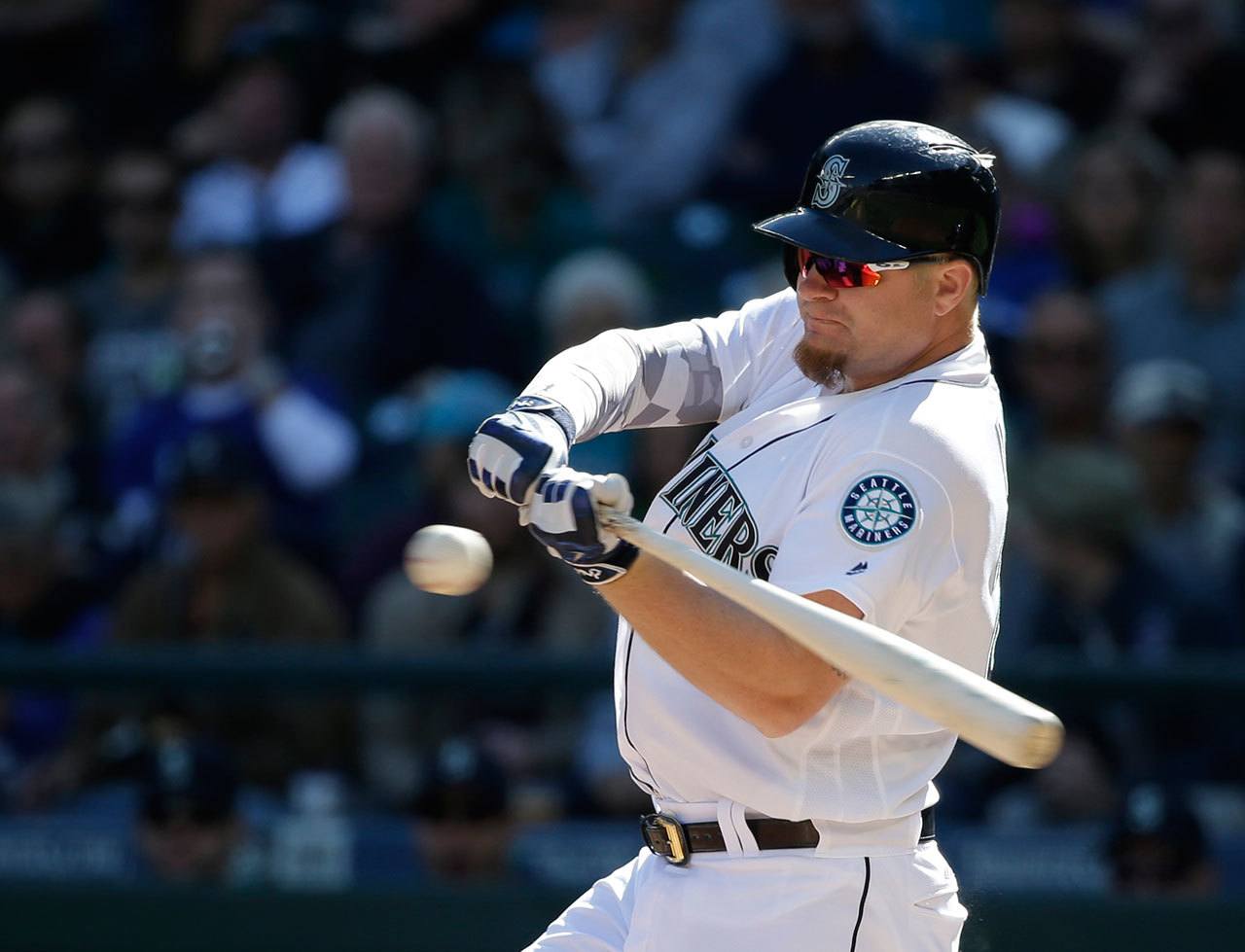 First baseman Adam Lind is not expected to be back with the Seattle Mariners next season. (AP Photo/Elaine Thompson)