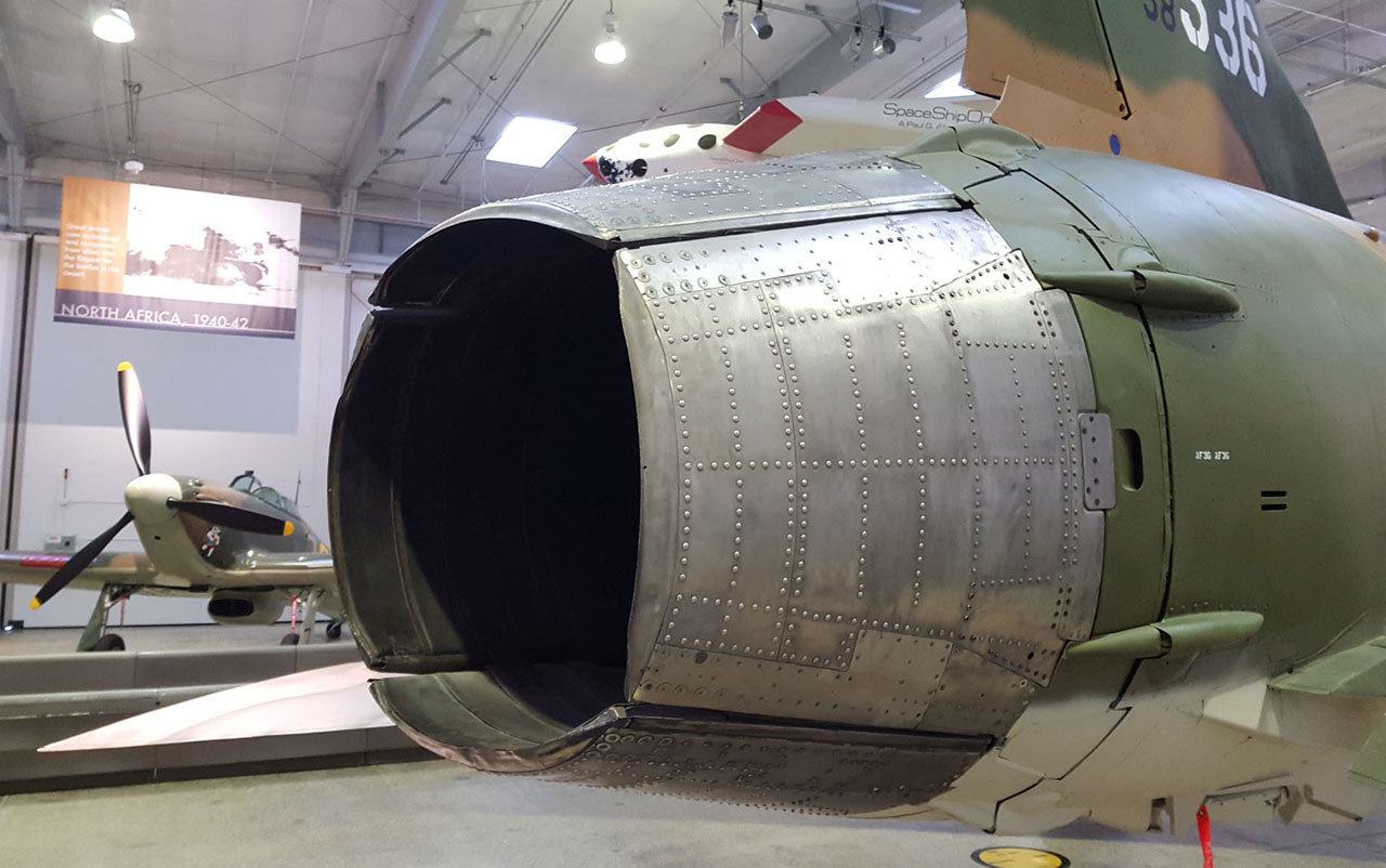 Slow it down: F-105 engine’s rear panels aren’t for style