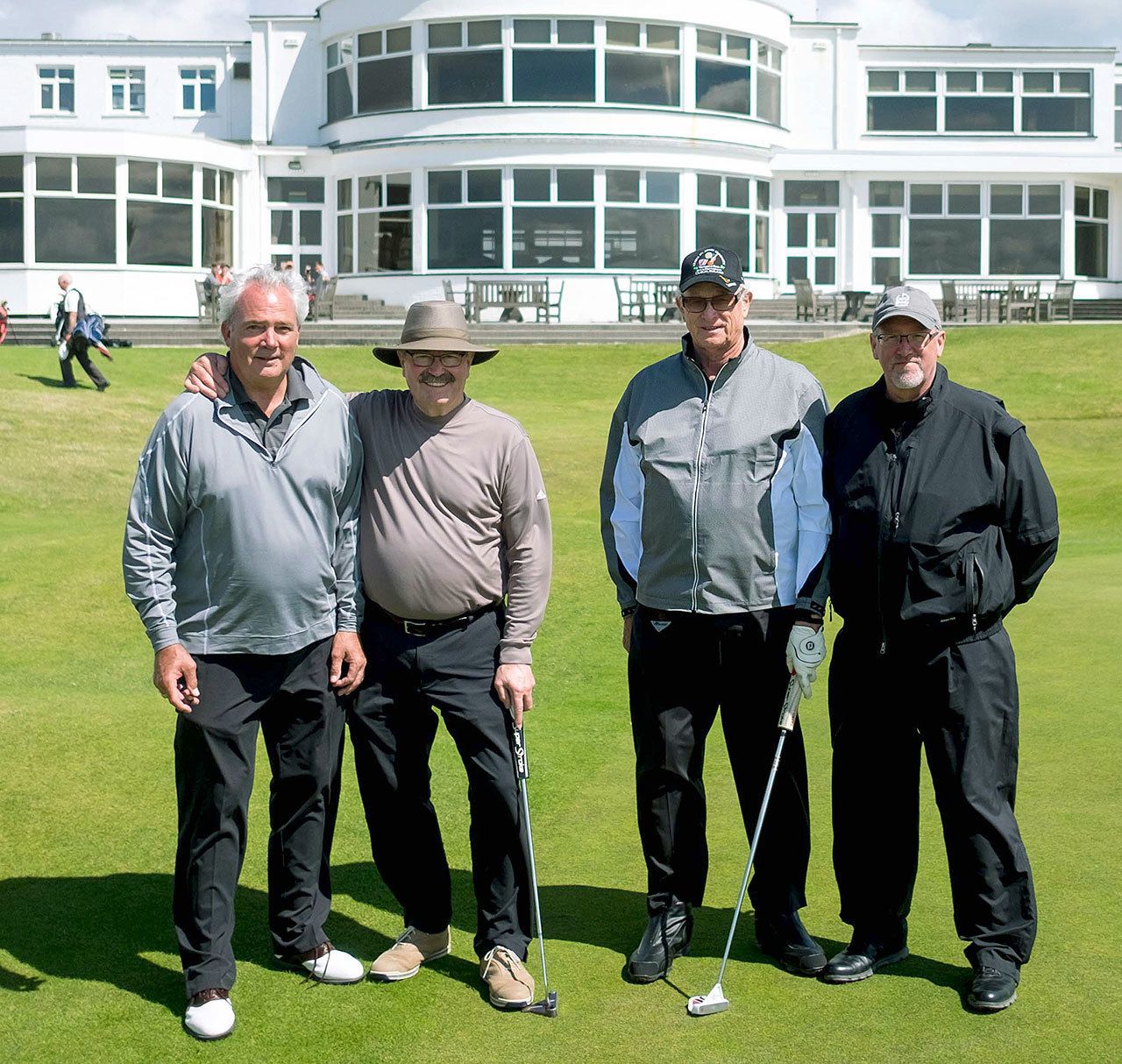 From left to right, Wayne McCarty, Jim Boltz, Dennis Channing and Craig Southey pose in front of the clubhouse at Royal Birkdale Golf Club in Southport, England, home of the 2017 British Open. (Submitted photo)